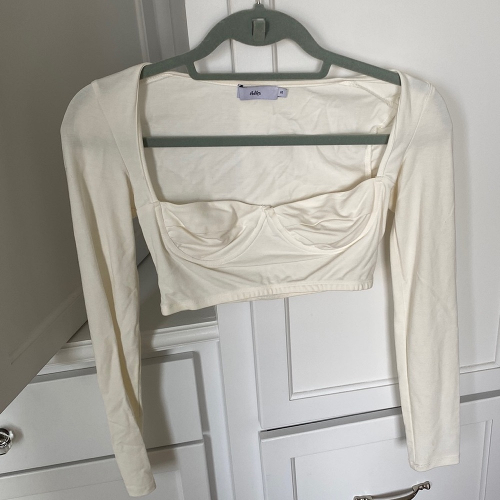adika white long sleeve cropped shirt